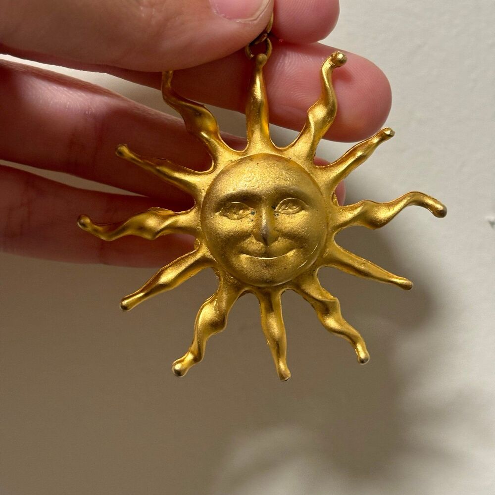 gold tone sun pendant large